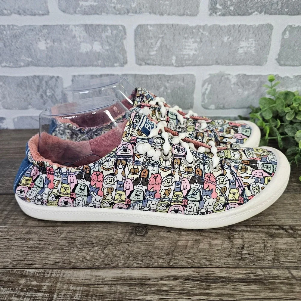 Skechers BOBS Beach Bingo Rovers Rally Women's Dog Print Sneakers Size 9 113036
